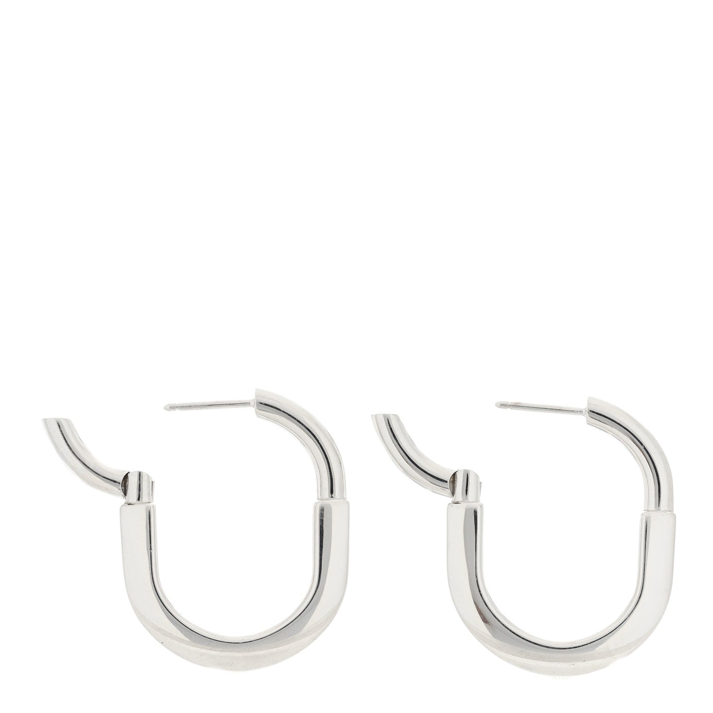 18K White Gold Medium Lock Earrings