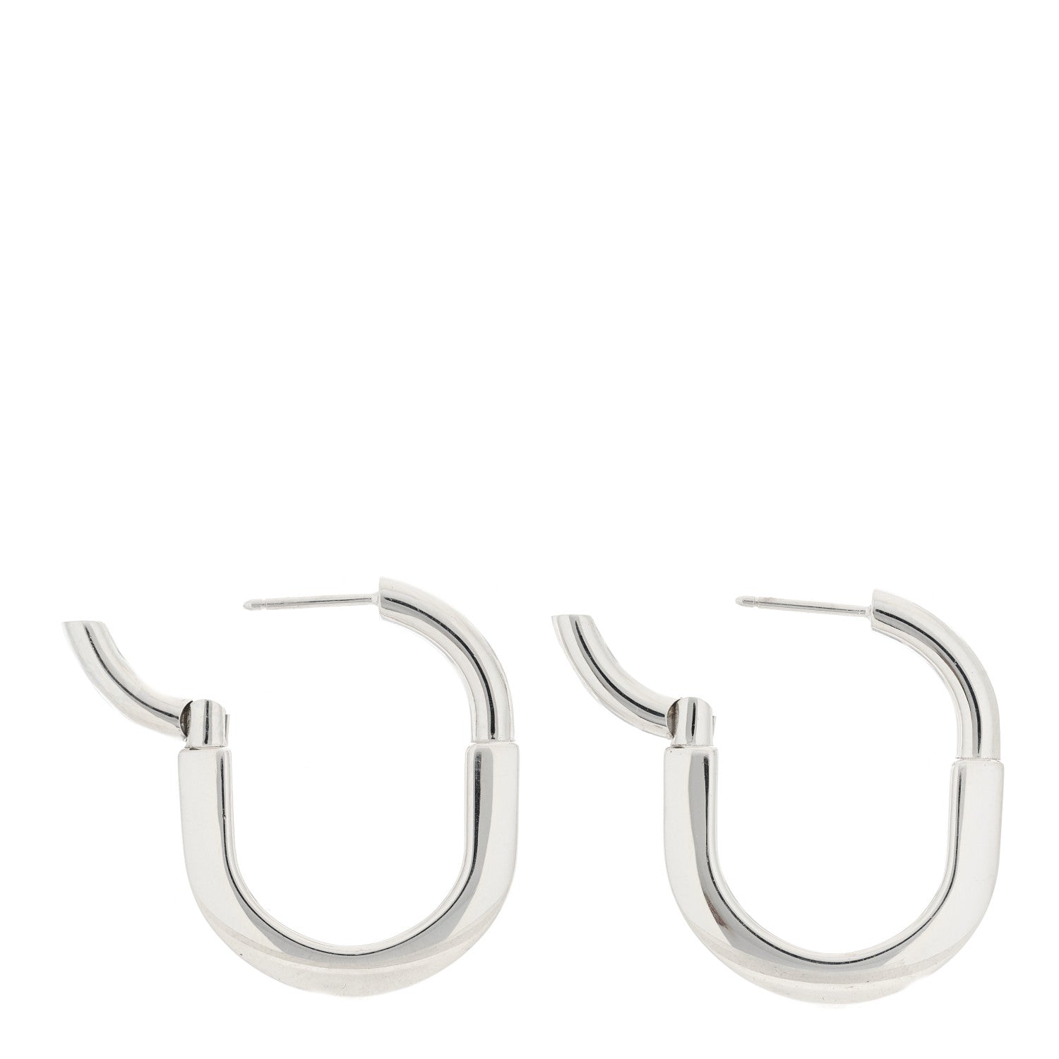 Tiffany 18K White Gold Medium Lock Earrings 3 of 7
