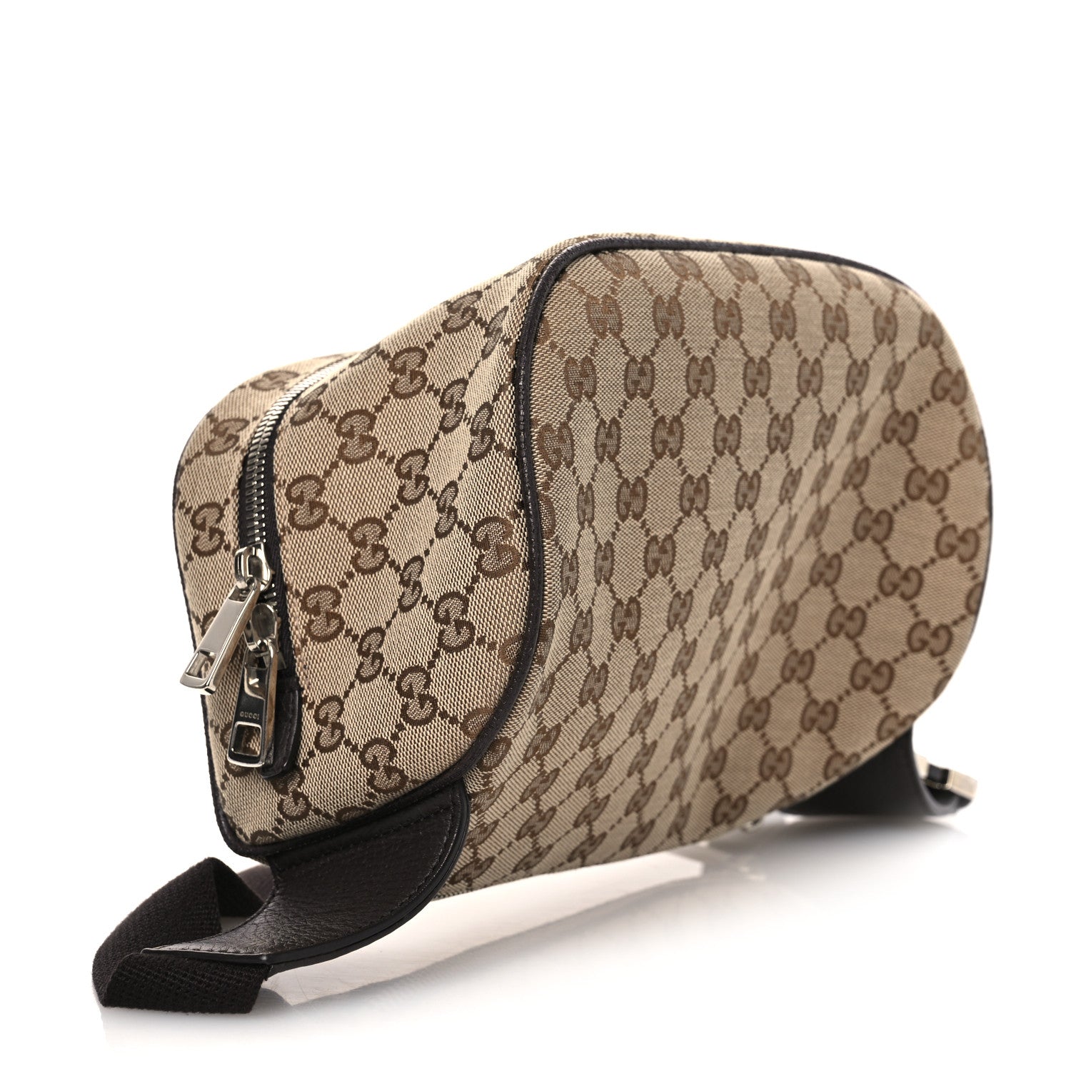Gucci Monogram Dollar Calfskin Waist Pouch Beige Ebony Testa di Moro Marrone Scuro 9 of 10