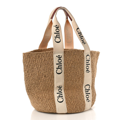 Chloe Raffia Large Woody Tote White 3 of 11