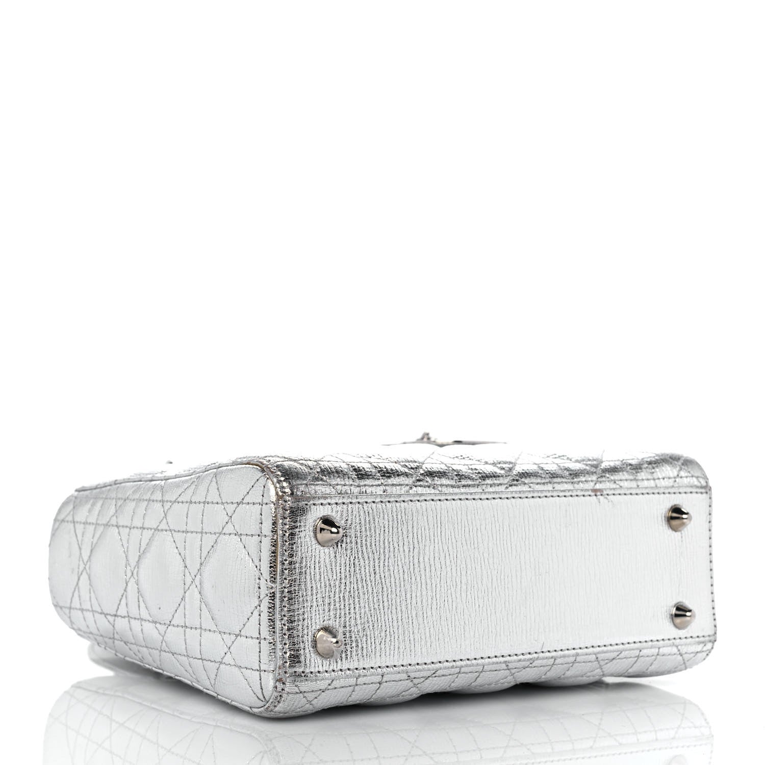 Christian Dior Metallic Grained Calfskin Cannage Small Lucky Badges My Lady Dior Silver 3 of 9