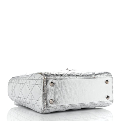 Christian Dior Metallic Grained Calfskin Cannage Small Lucky Badges My Lady Dior Silver 3 of 9