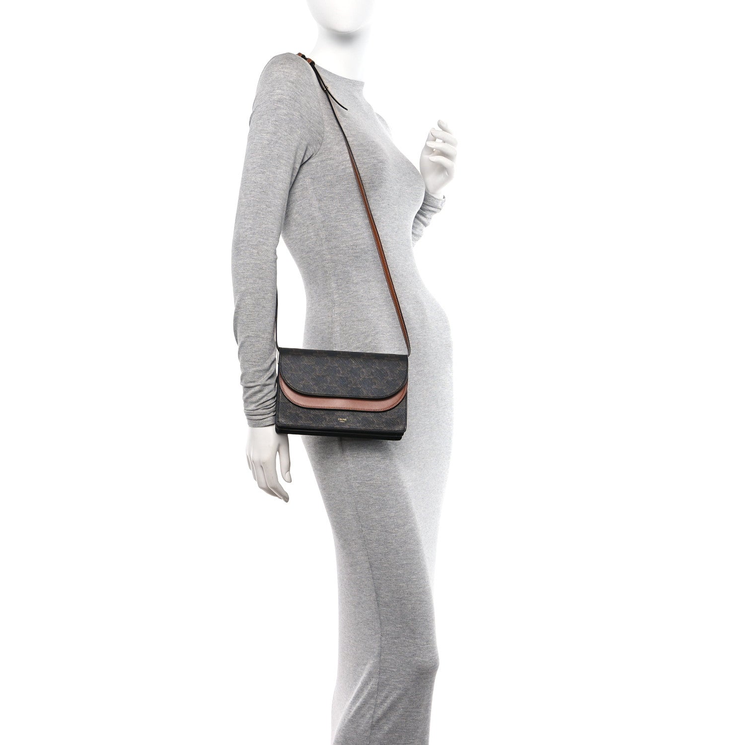 Celine Triomphe Canvas Lambskin Wallet On Strap Tan 2 of 15