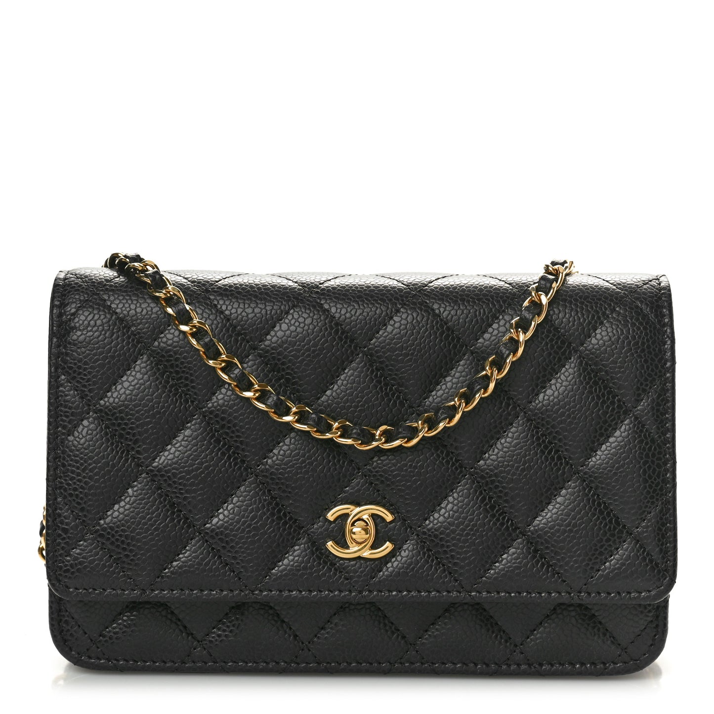 Caviar Quilted CC Turnlock Wallet On Chain WOC Black