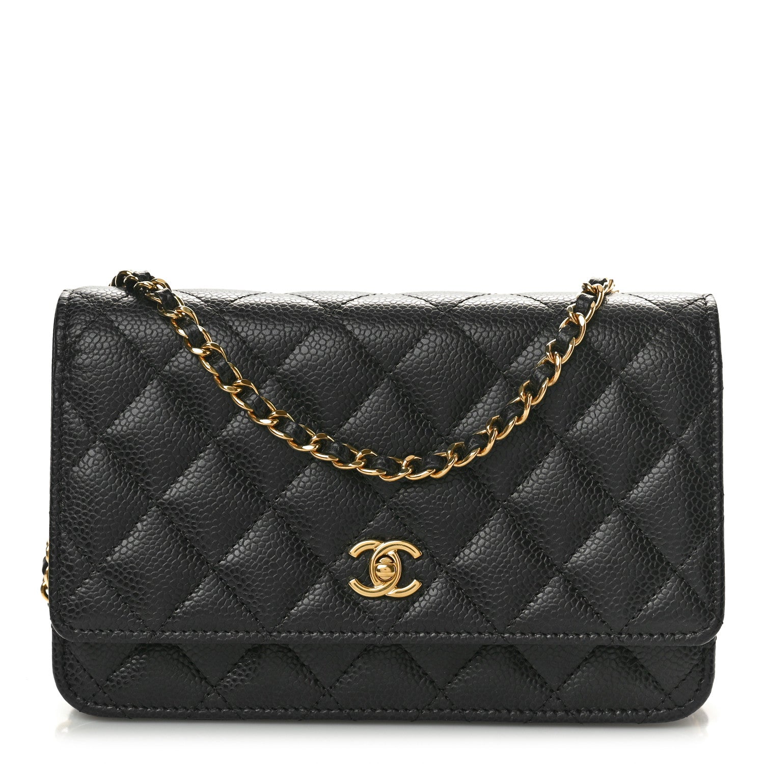 Chanel Caviar Quilted CC Turnlock Wallet On Chain WOC Black 1 of 11