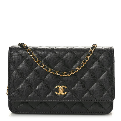 Chanel Caviar Quilted CC Turnlock Wallet On Chain WOC Black 1 of 11
