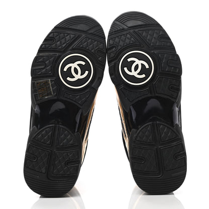 Chanel Satin Lambskin Fabric Tweed CC High Top Sneakers 35.5 Black Gold 5 of 8