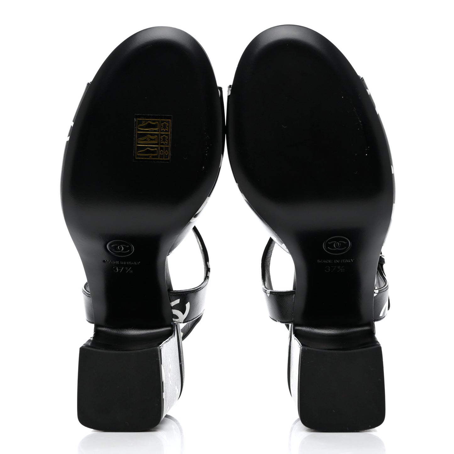Printed Lambskin CC Sandals 37.5 Black White