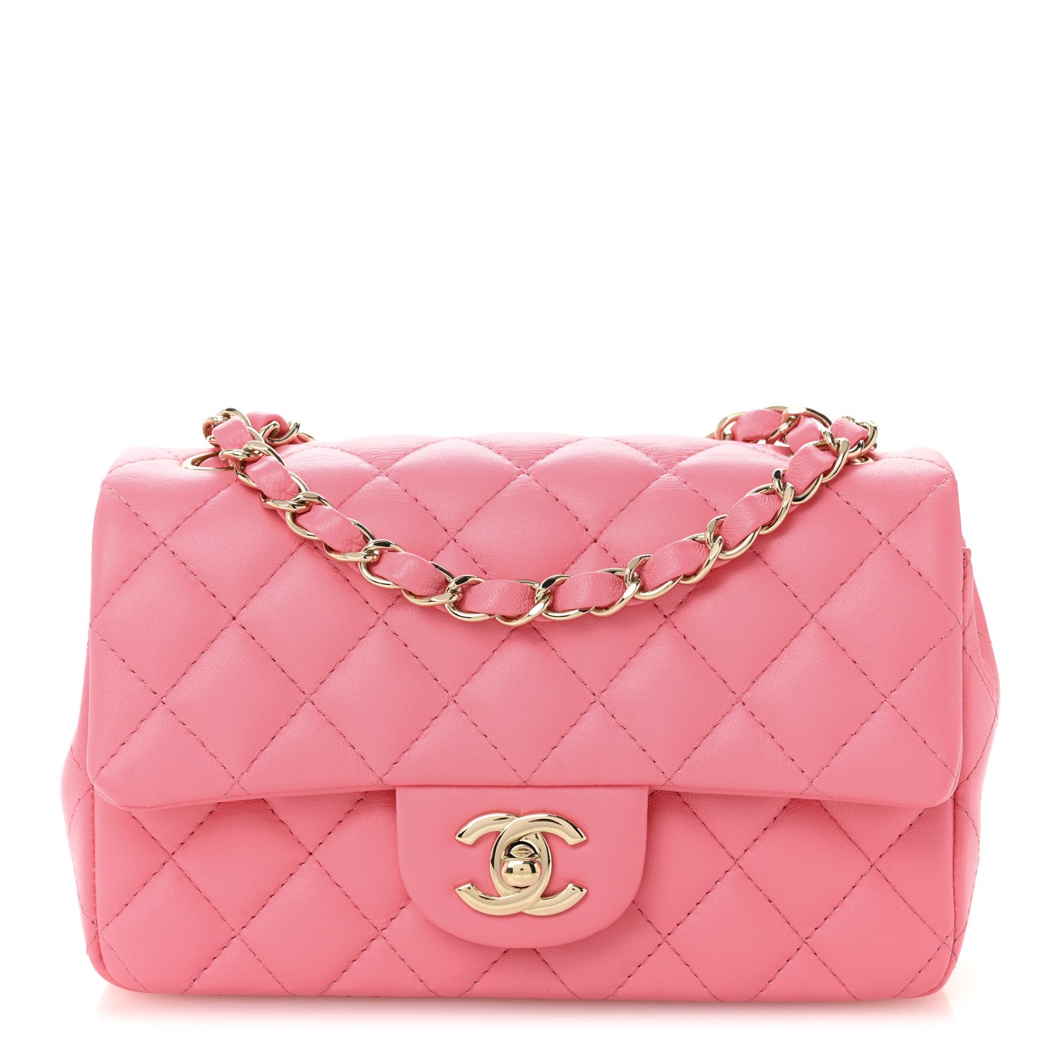 Chanel Lambskin Quilted Mini Rectangular Flap Pink 1 of 11