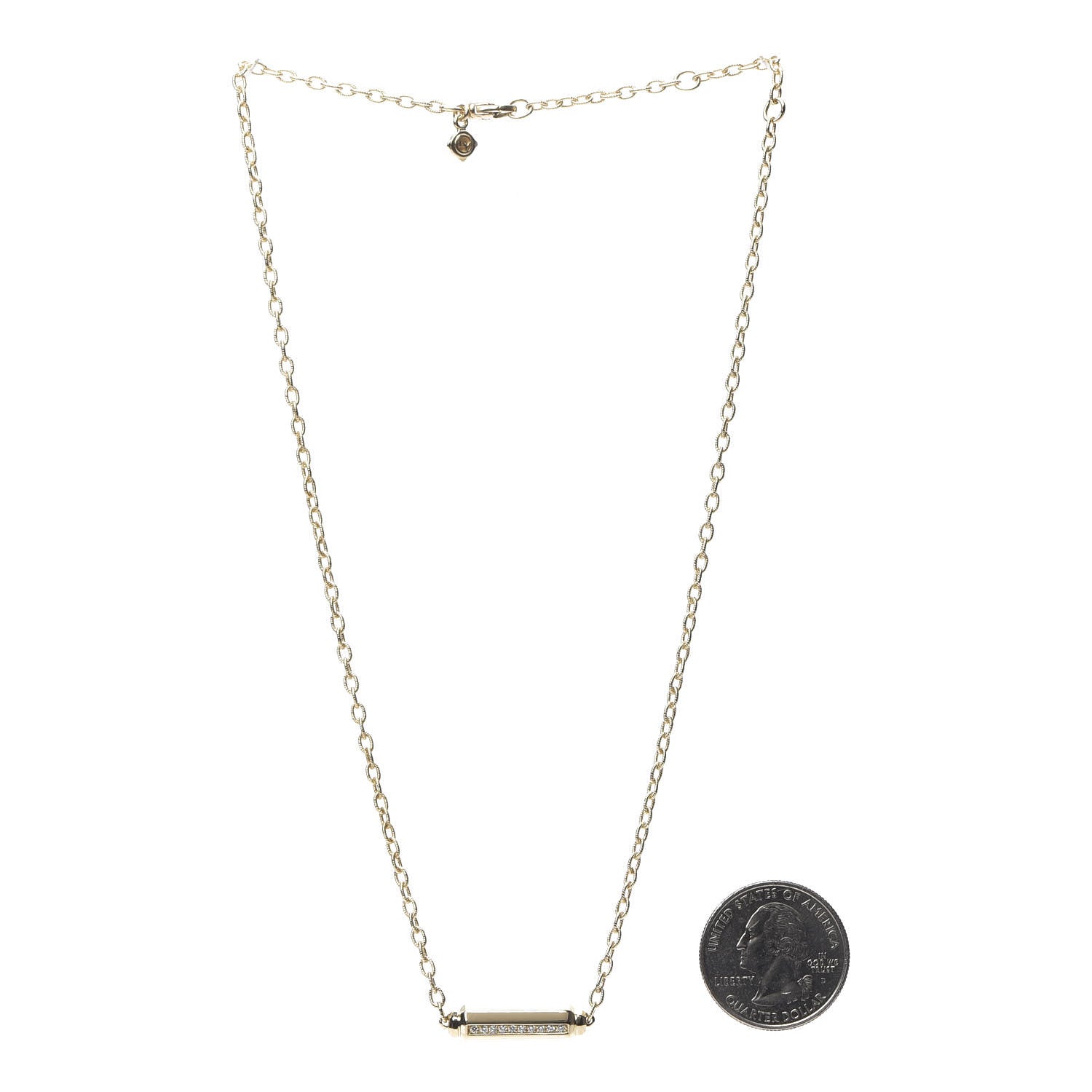 David Yurman 18K Yellow Gold Diamond Barrels Pendant Necklace 3 of 5