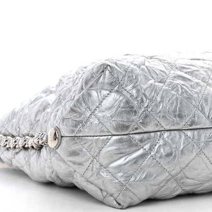 Chanel Metallic Crackled Calfskin Quilted Large Big Bang Hobo Silver 9 of 10