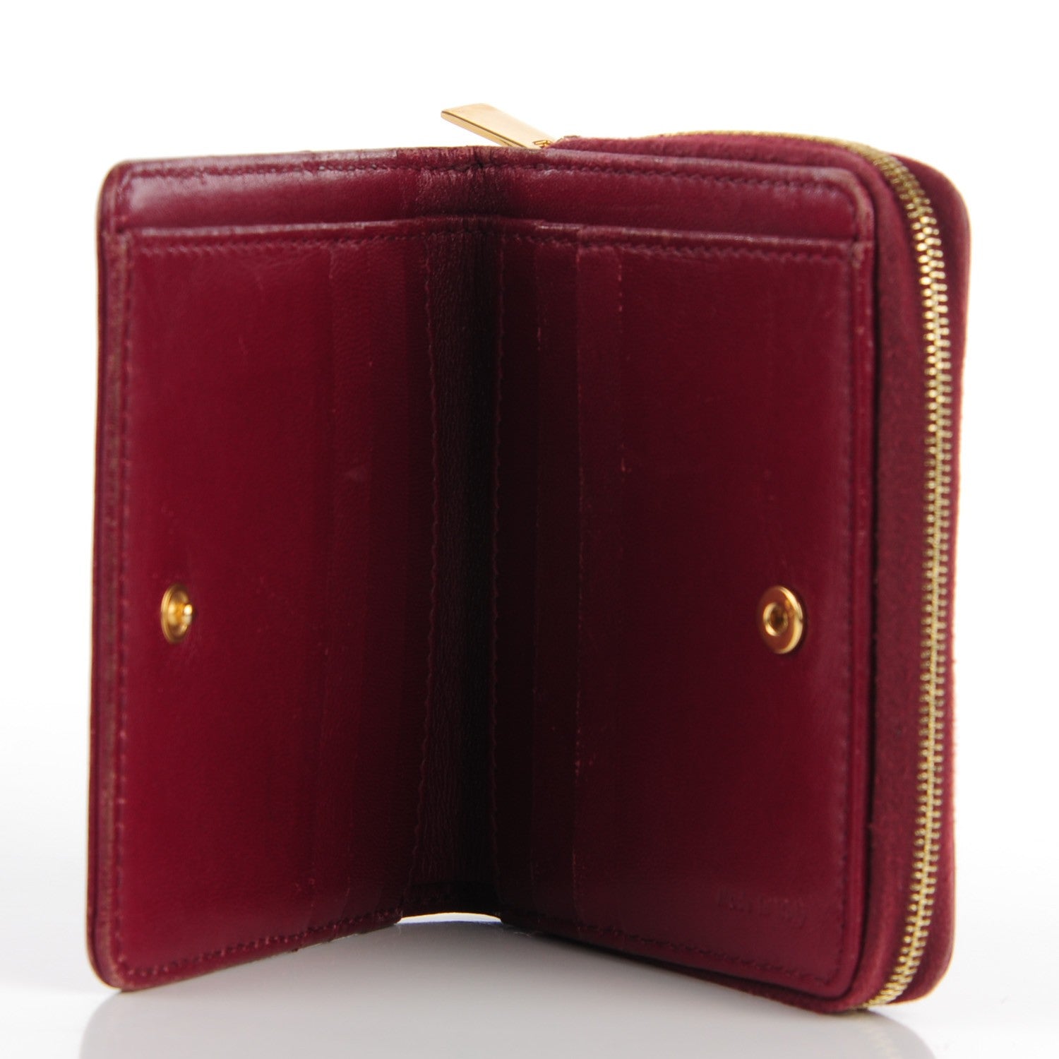 Celine Lambskin Zip Around Compact Wallet Burgundy Black 11 of 11