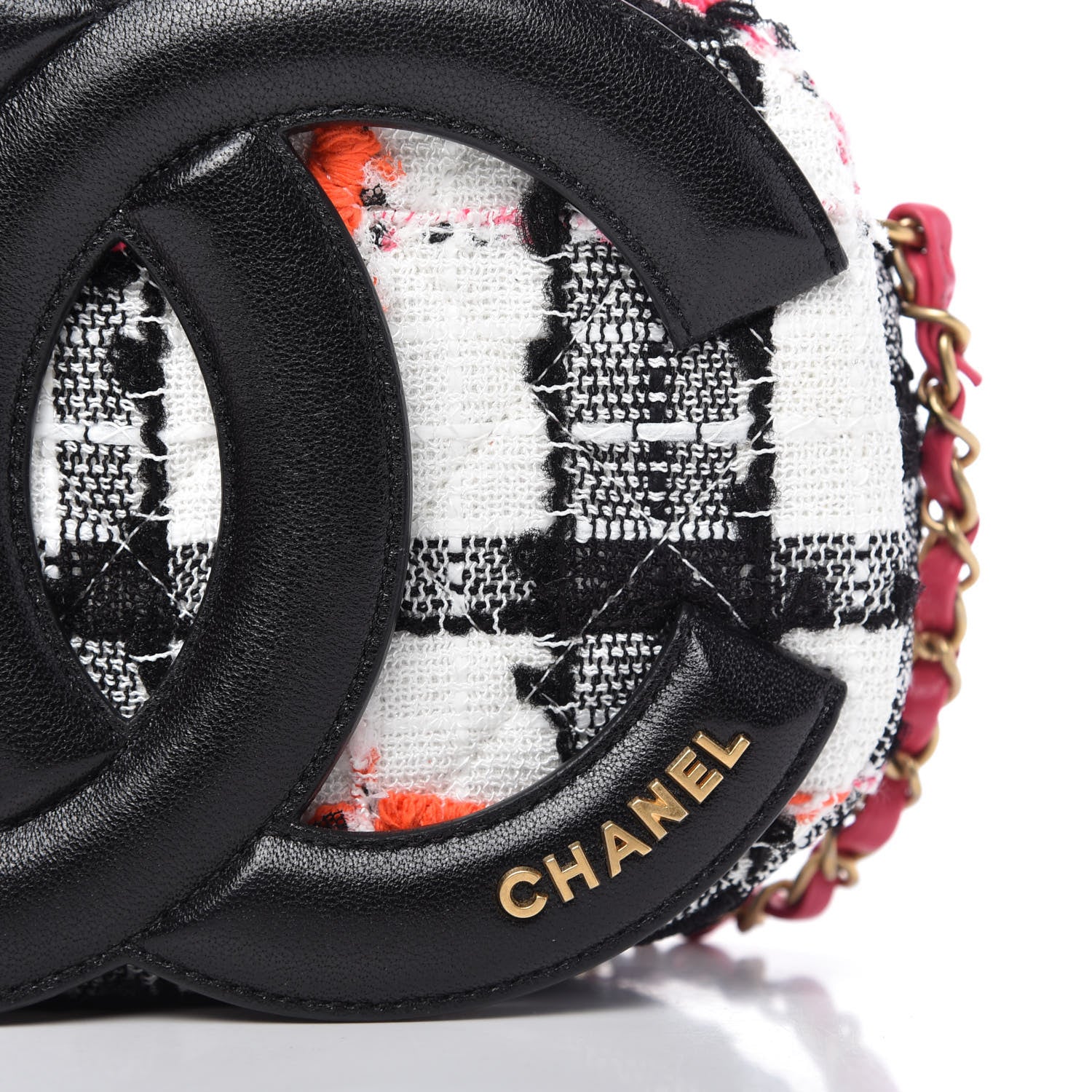 Chanel Tweed Lambskin Quilted Coco Midnight Camera Case White Black Multicolor 10 of 10
