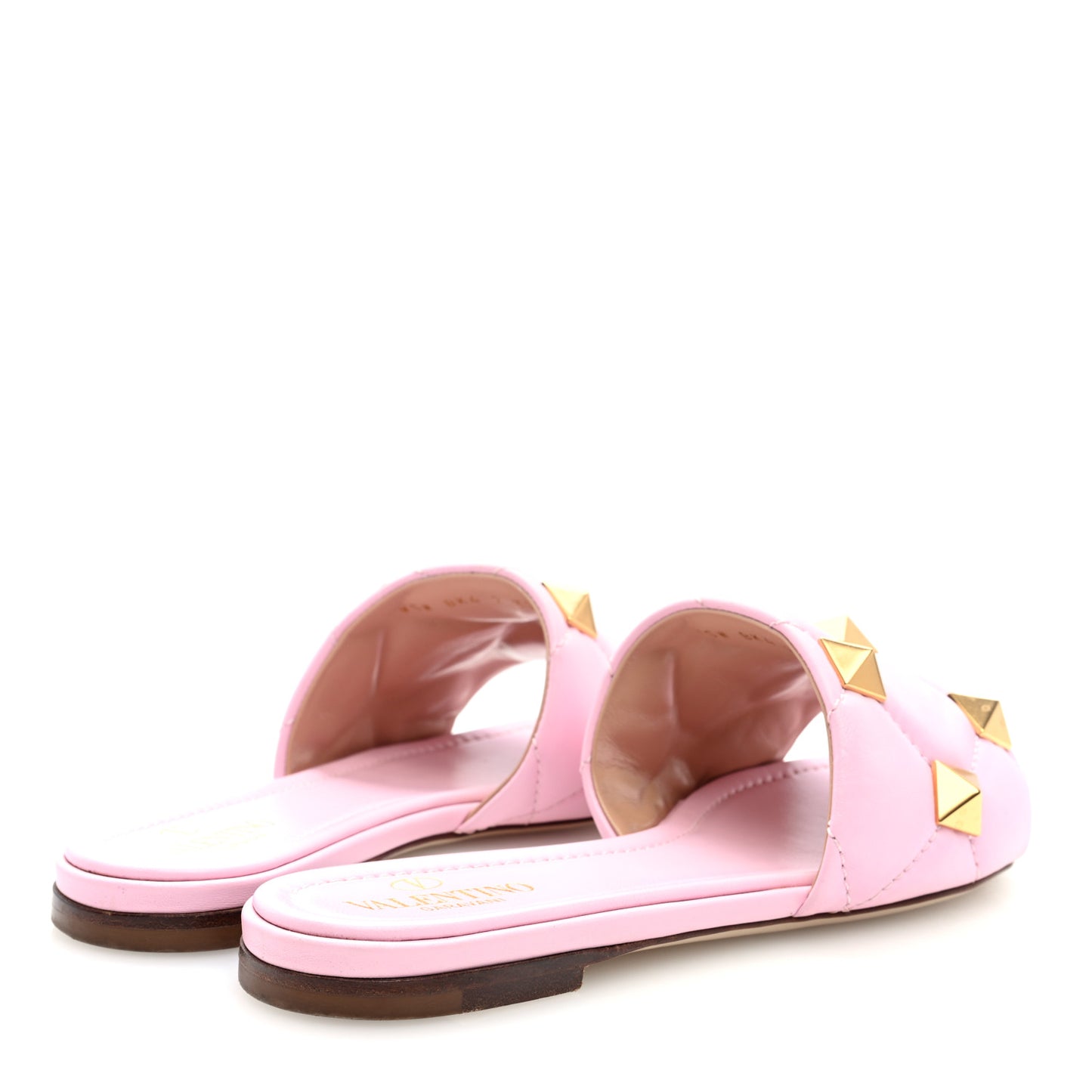 Nappa Roman Stud Flat Slide Sandals 37 Rosa