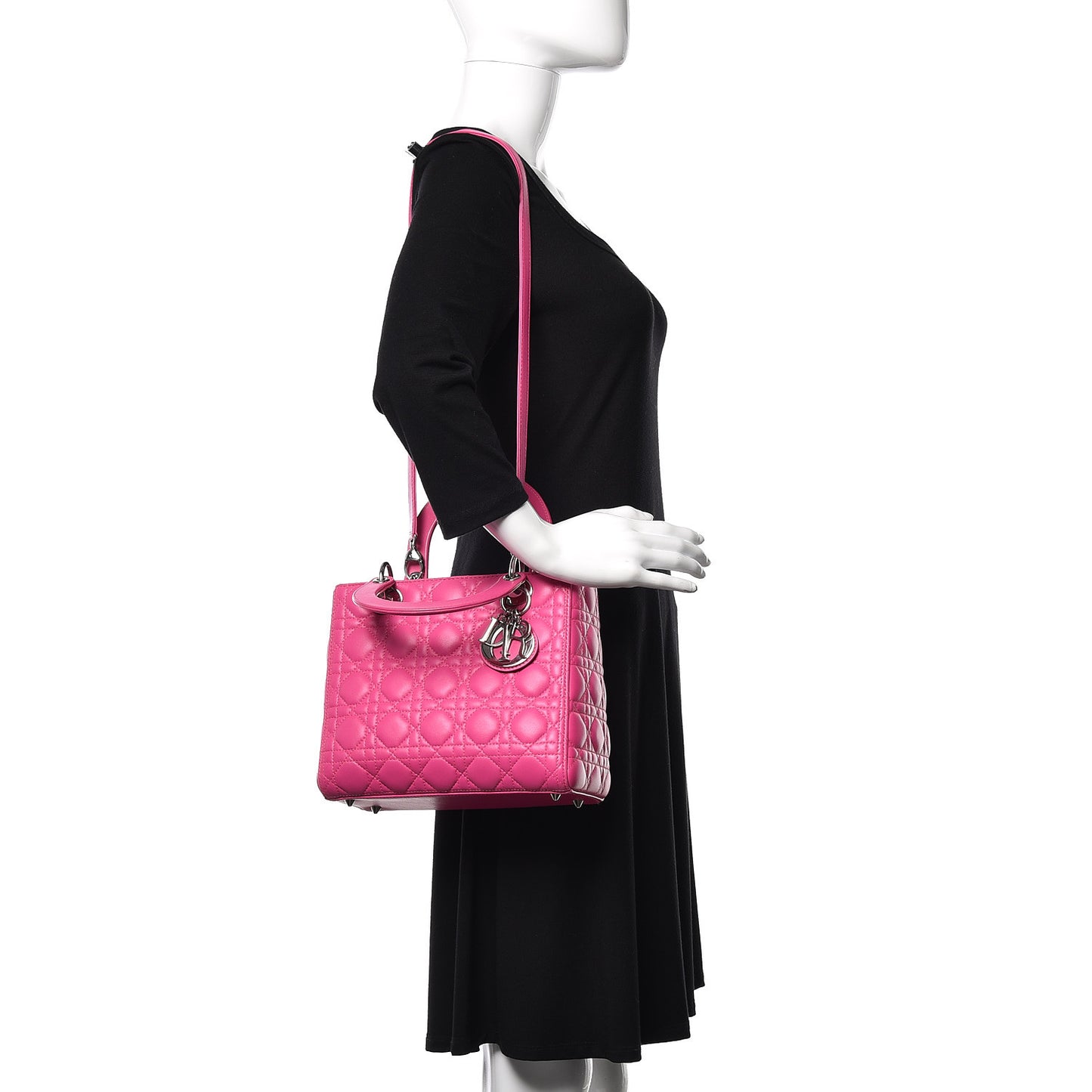 Lambskin Cannage Medium Lady Dior Pink
