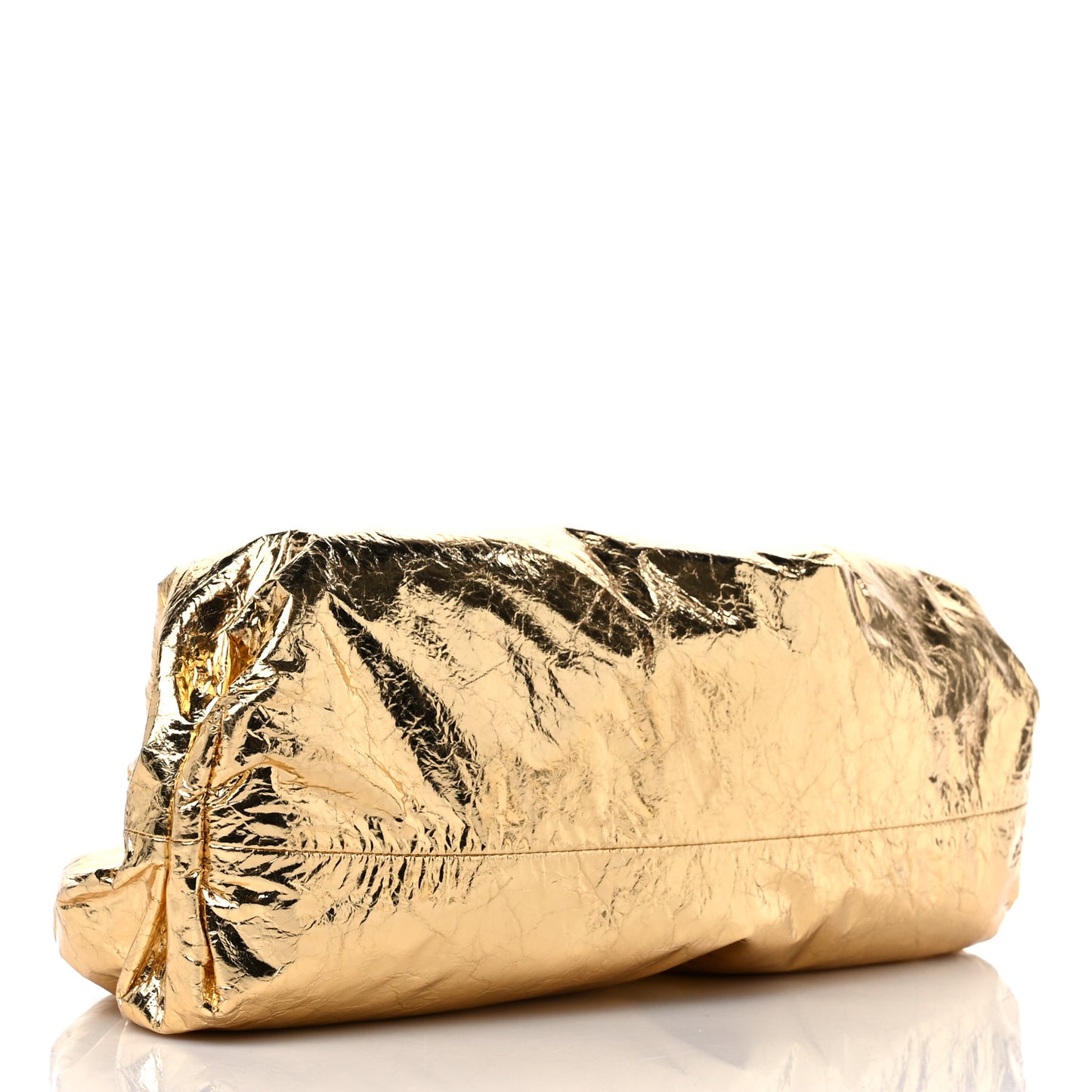 Metallic Crinkled Lambskin The Pouch Oversized Clutch Oro