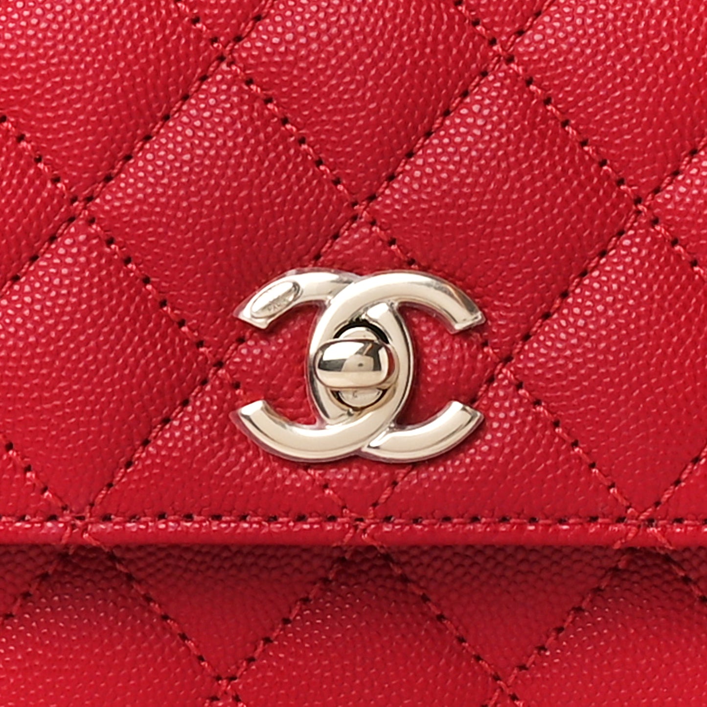 Caviar Quilted Mini Coco Handle Flap Red