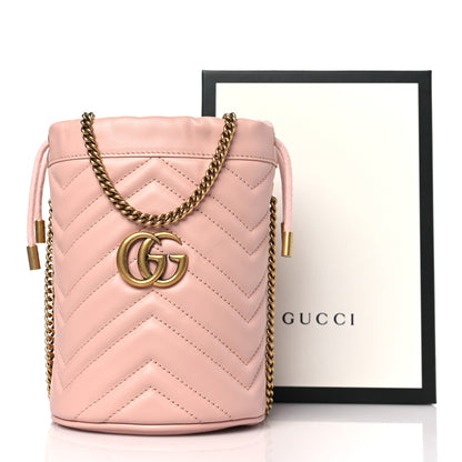 Gucci Calfskin Matelasse Mini GG Marmont 2.0 Bucket Bag Perfect Pink 10 of 10