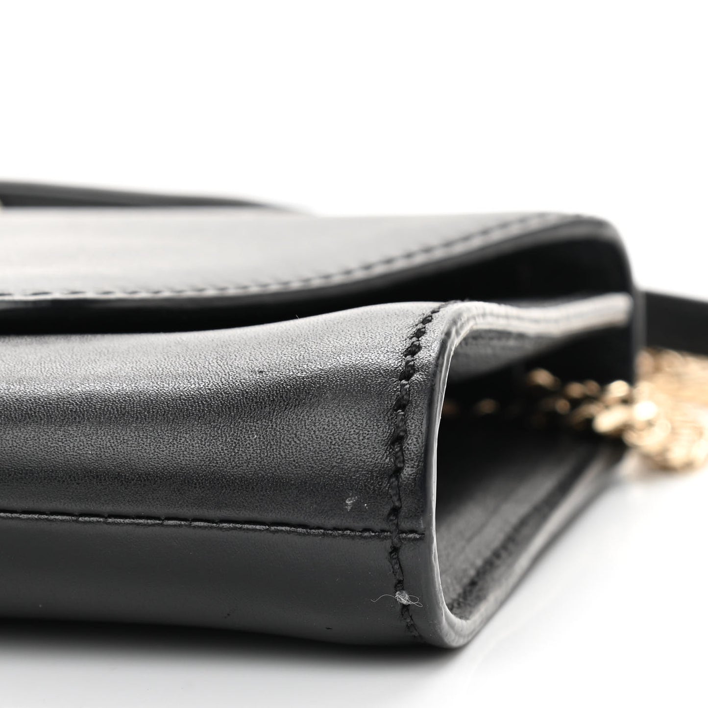 Vitello Demilune Chain Clutch Black