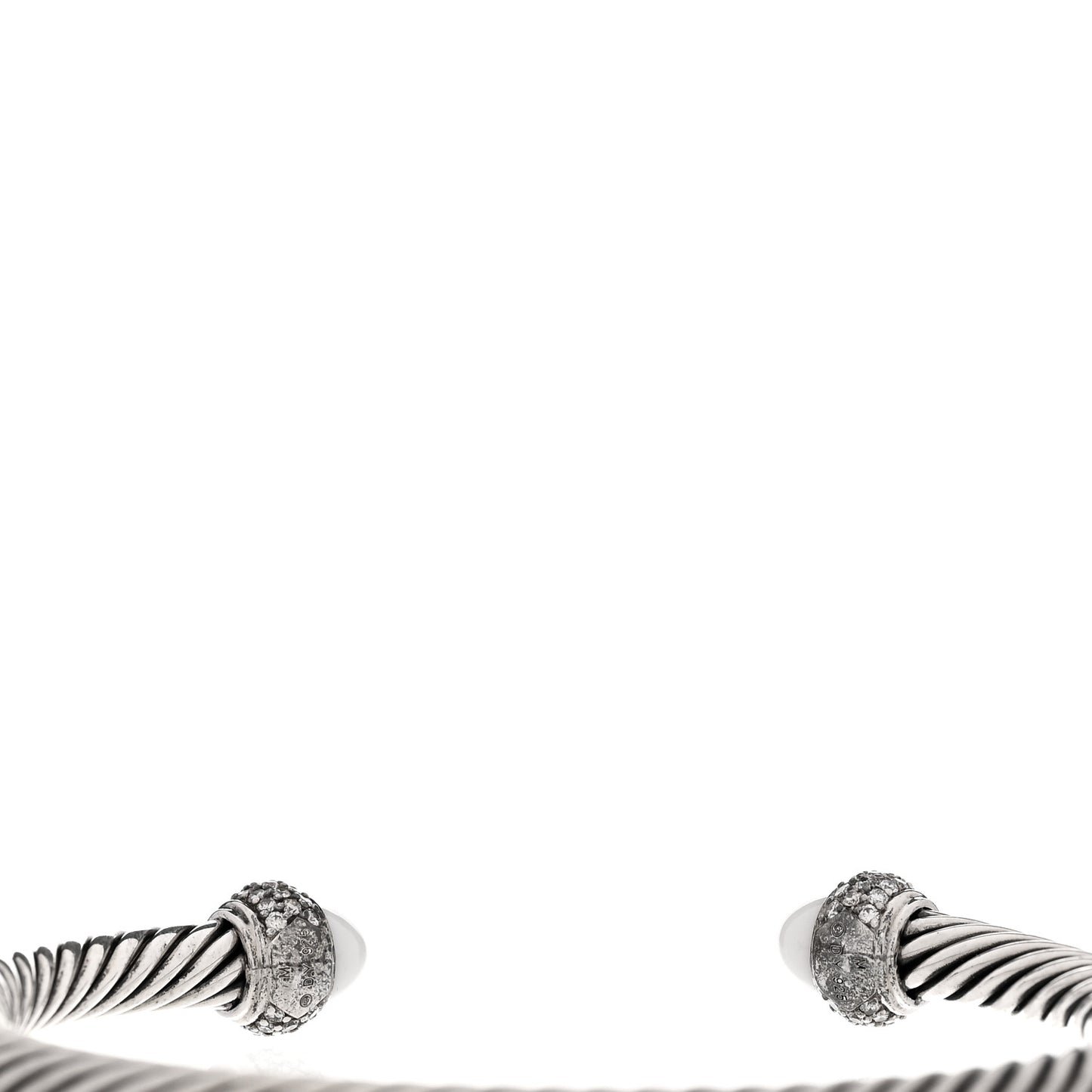 Sterling Silver Diamond White Agate 5mm Cable Classics Bracelet