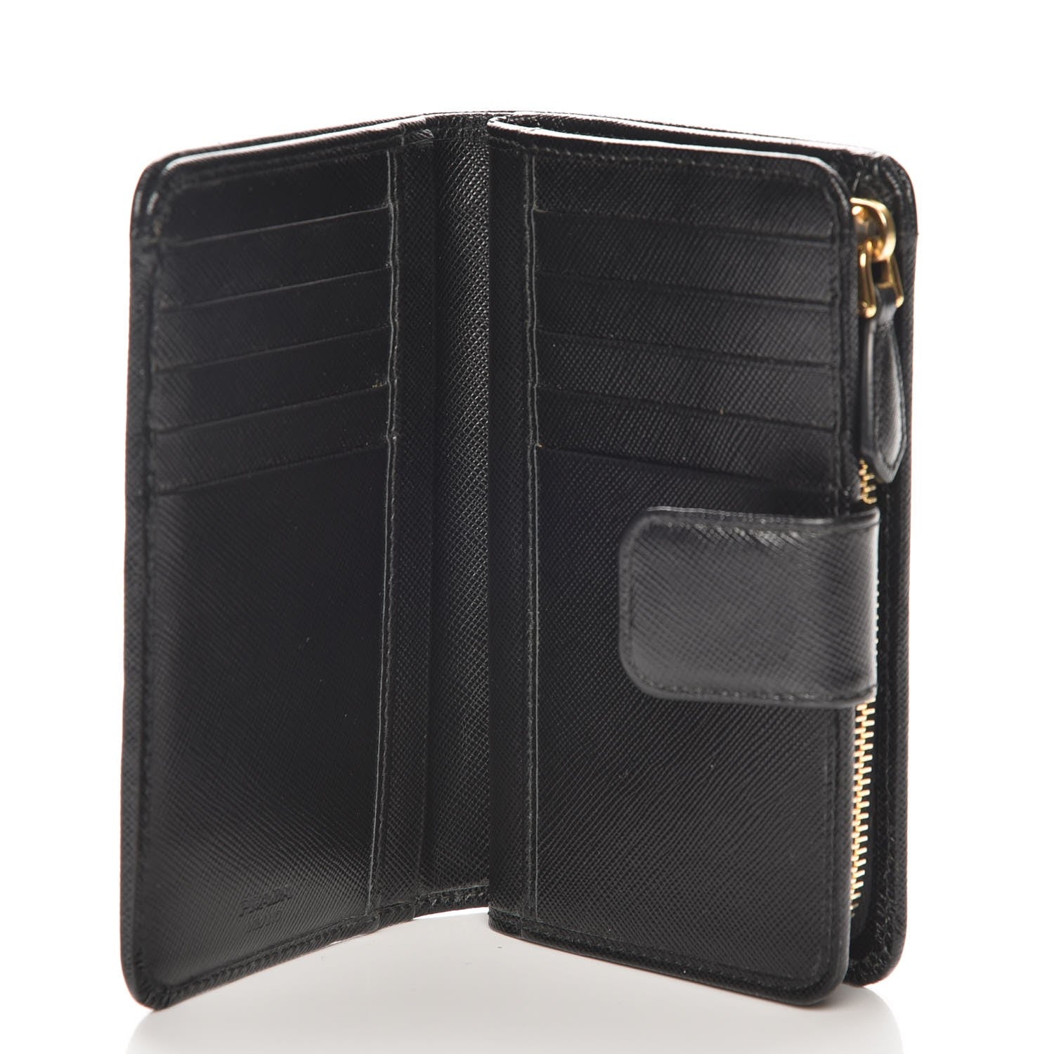Prada Saffiano Compact Wallet Nero Black 5 of 9