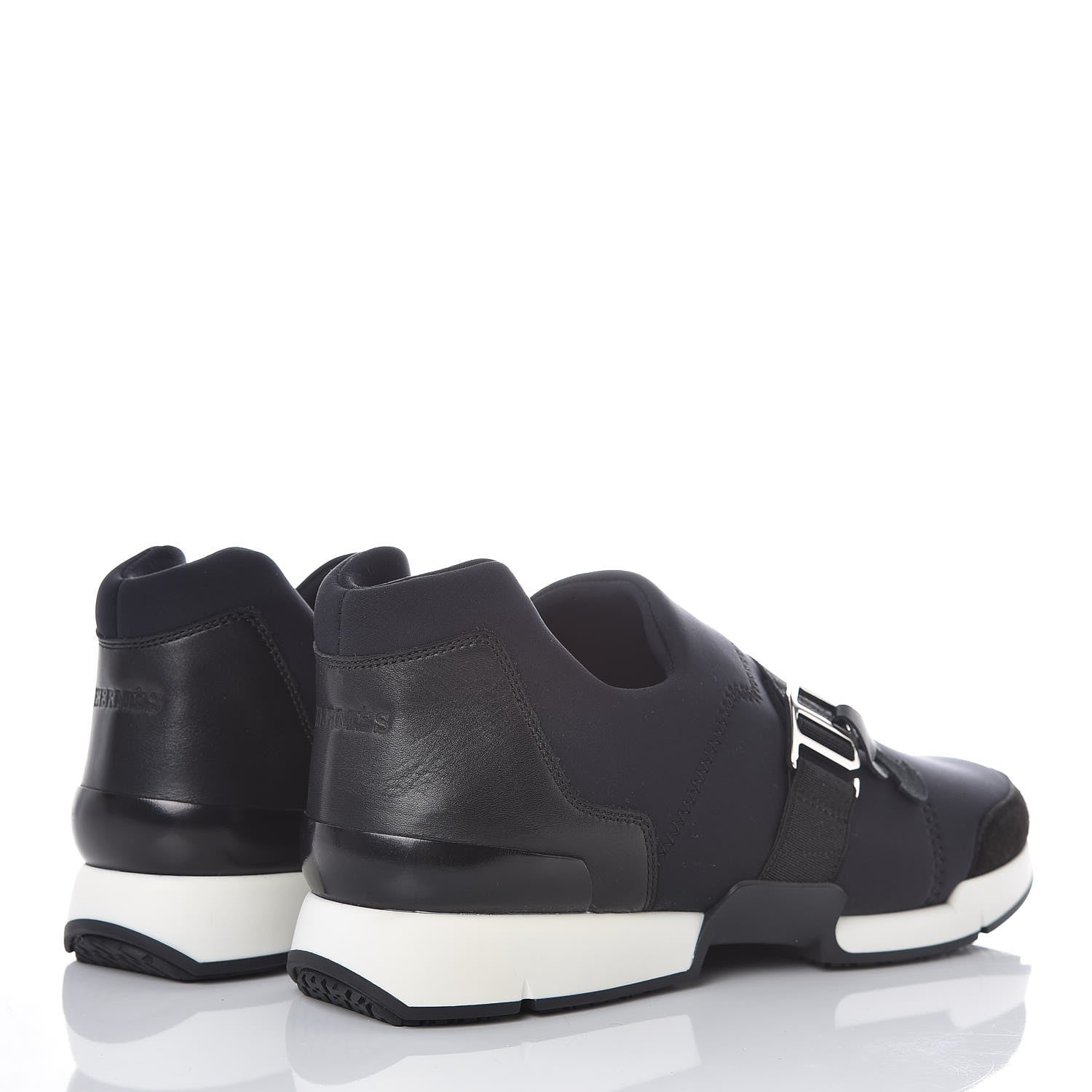 Hermes Technical Canvas Calfskin Run Sneakers 41.5 Marine 4 of 8