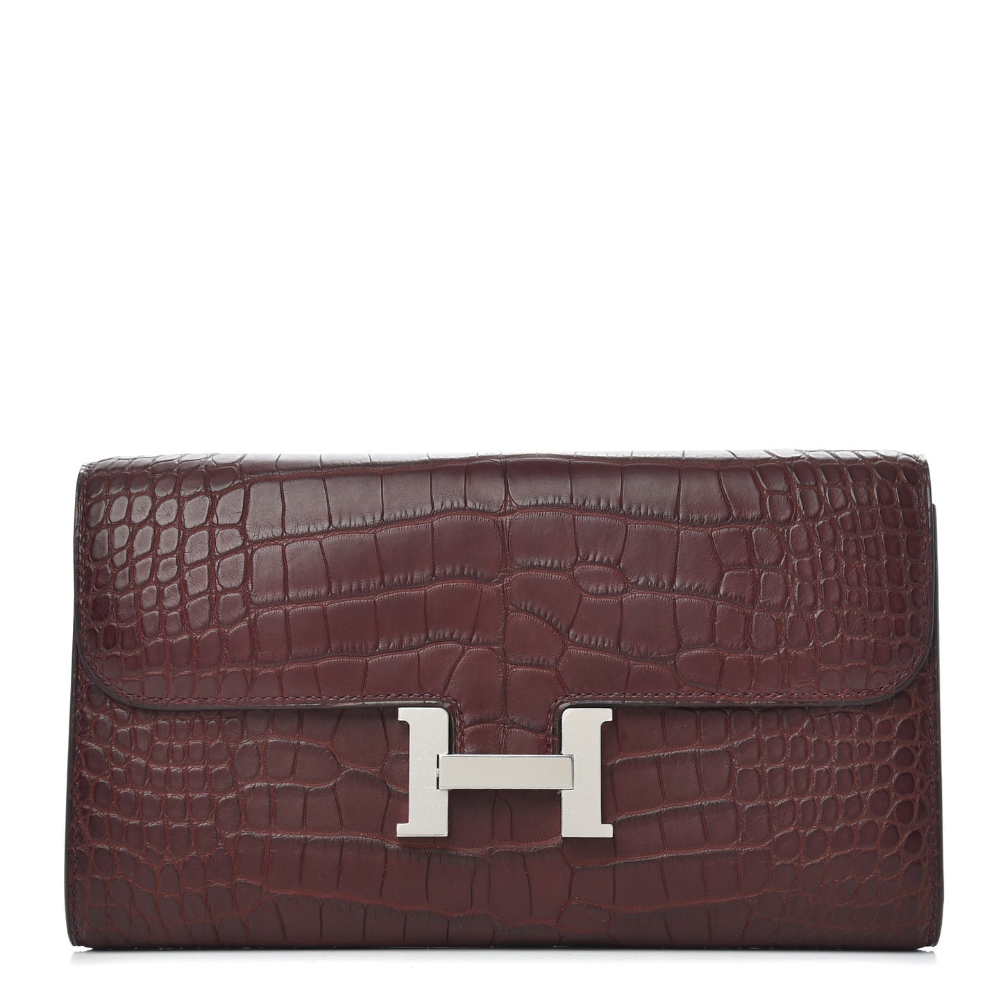 Matte Alligator Constance Long Wallet To Go Bordeaux