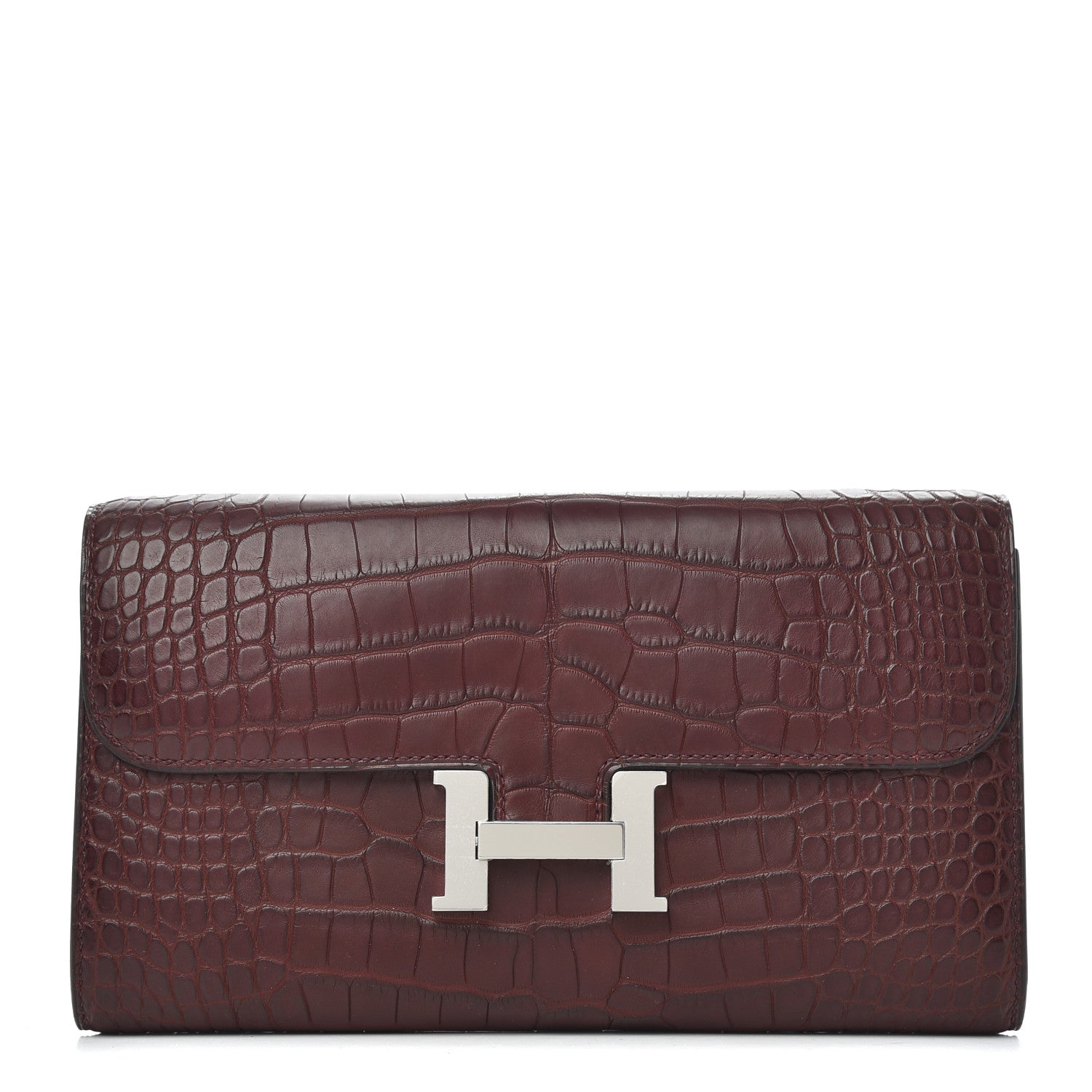 Hermes Matte Alligator Constance Long Wallet To Go Bordeaux 1 of 8