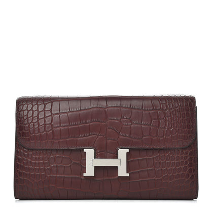 Hermes Matte Alligator Constance Long Wallet To Go Bordeaux 1 of 8