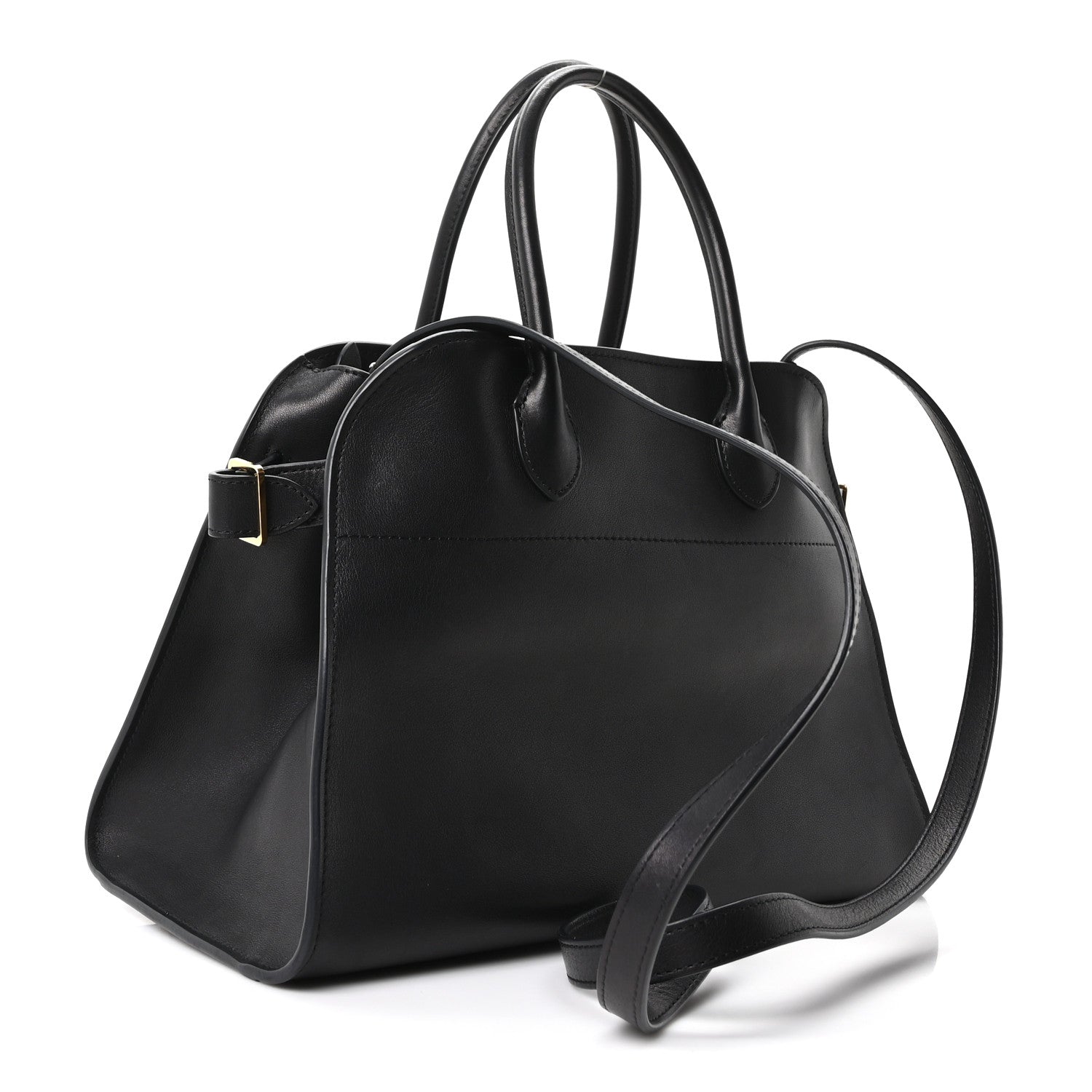 The Row Polished Saddle Calfskin Soft Margaux 12 Black 3 of 9