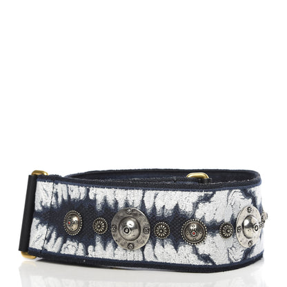 Christian Dior Canvas Embroidered Studded Tie Dye Shoulder Strap Blue 2 of 4