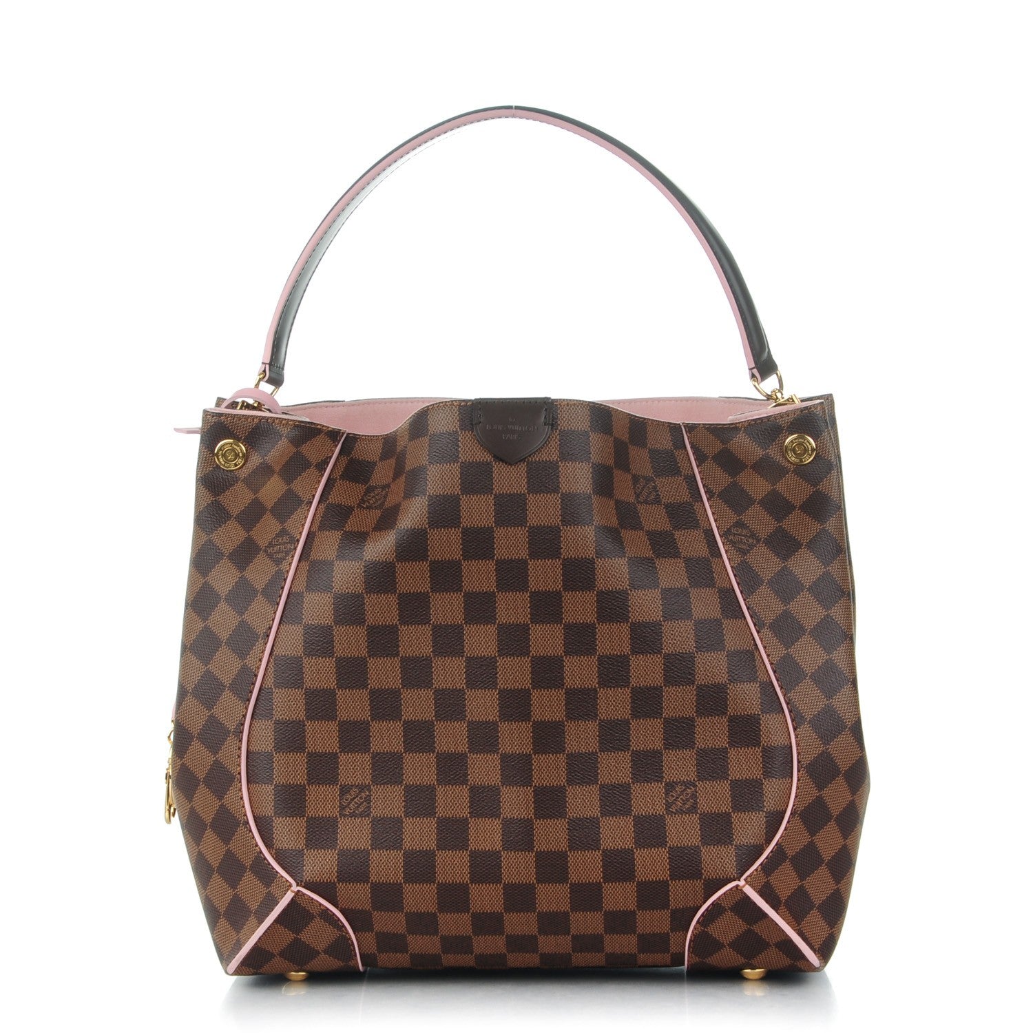 Louis Vuitton Damier Ebene Caissa Hobo Rose Ballerine 1 of 8