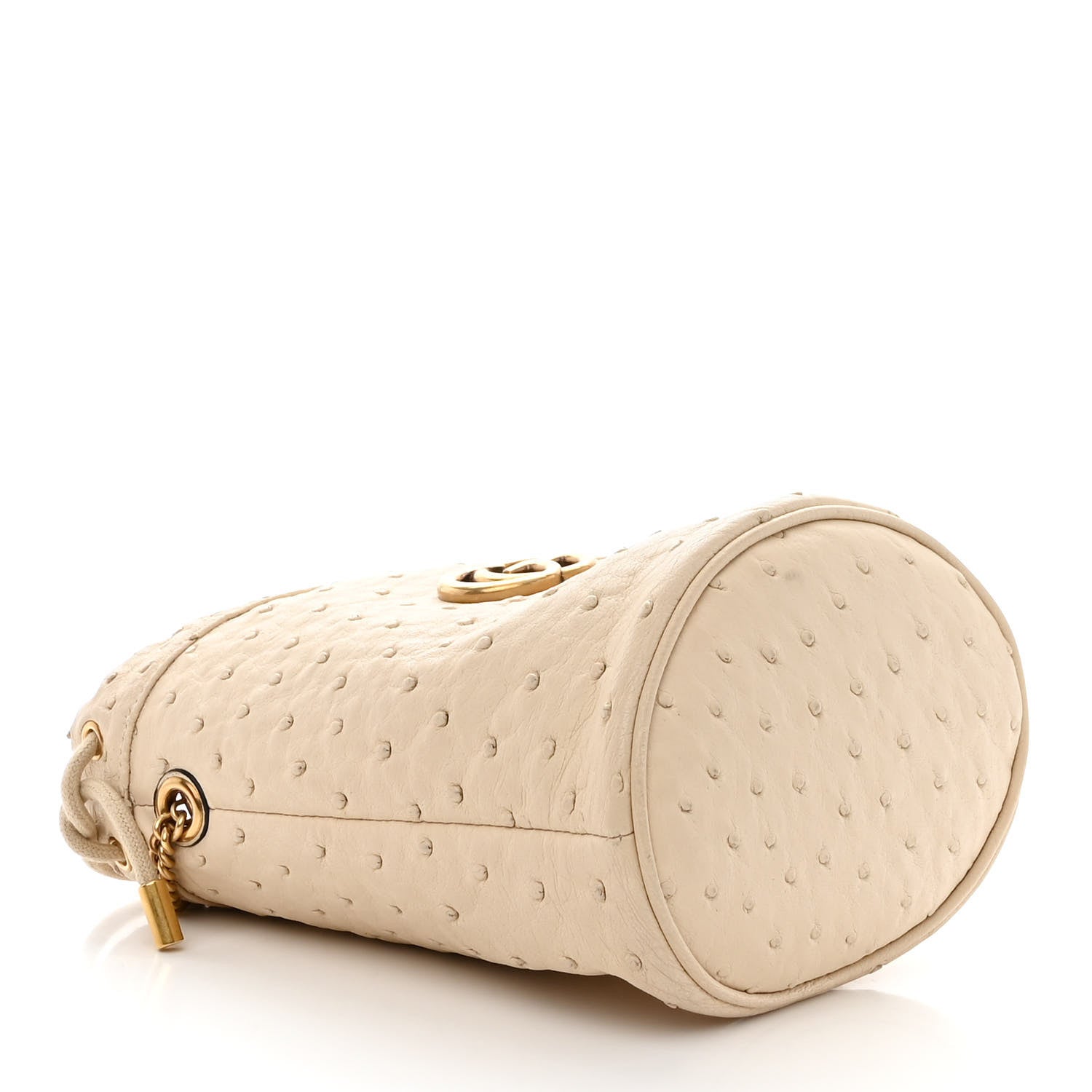 Gucci Ostrich Mini GG Marmont 2.0 Bucket Bag White 4 of 11
