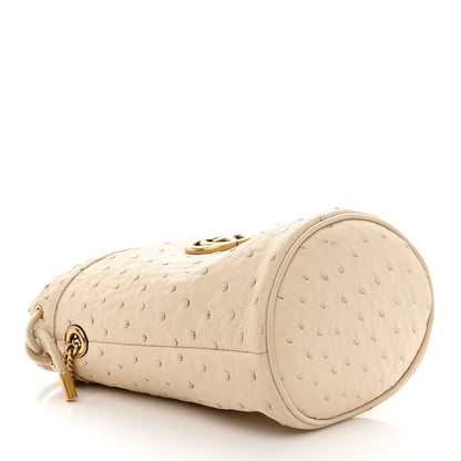 Gucci Ostrich Mini GG Marmont 2.0 Bucket Bag White 4 of 11