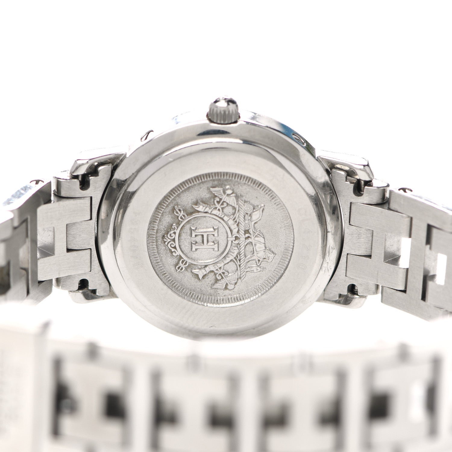 Hermes Stainless Steel 24mm Clipper Quartz Watch Pink 7 of 8