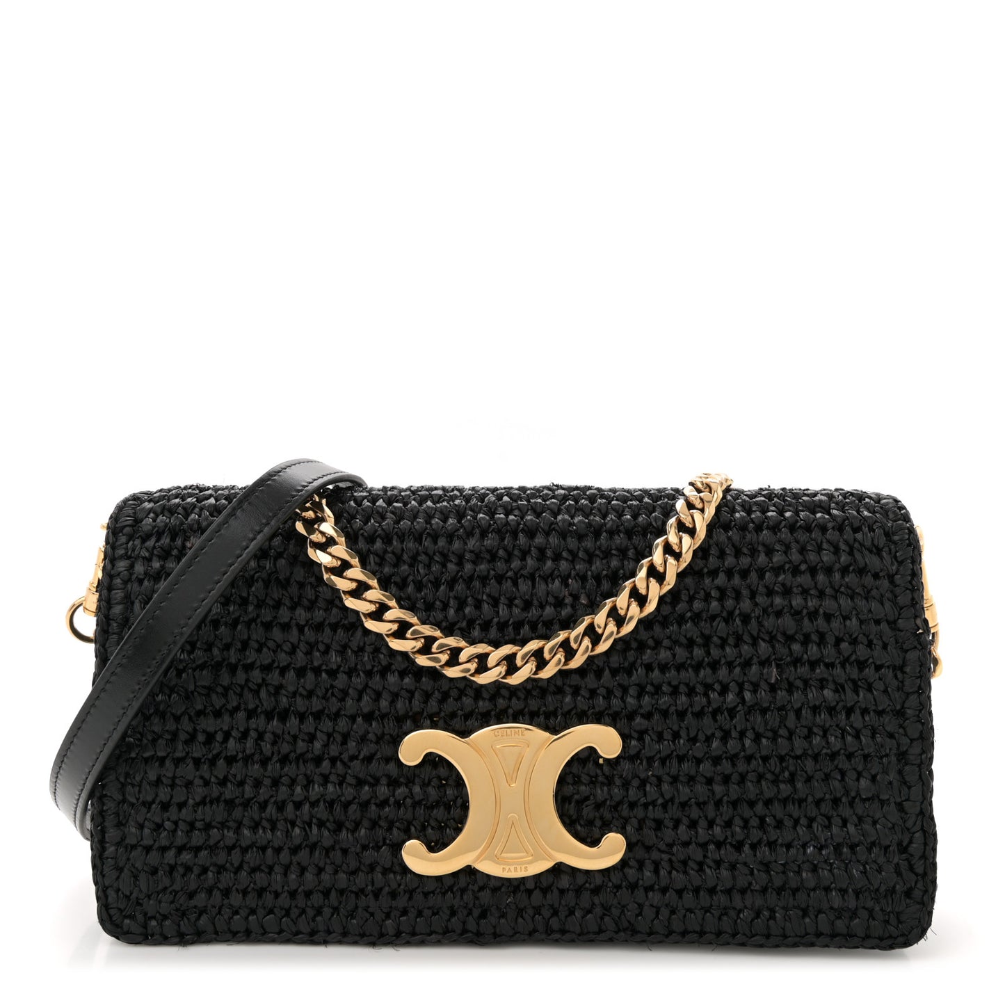 Raffia Calfskin Multipochette Black