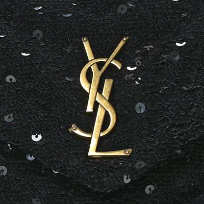 Saint Laurent Sequin Y Quilted Monogram Small Loulou Chain Satchel Black 8 of 10