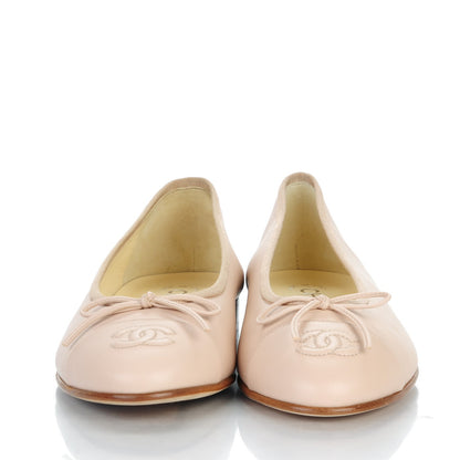 Chanel Calfskin CC Cap Toe Ballerina Flats 37 Light Pink 2 of 9