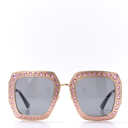 Gucci Metal Acetate Crystal Oversize GG0115S Sunglasses Rose Gold 2 of 8