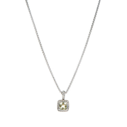 David Yurman Sterling Silver Pave Diamond Lemon Citrine 7mm Petite Albion Necklace 1 of 5