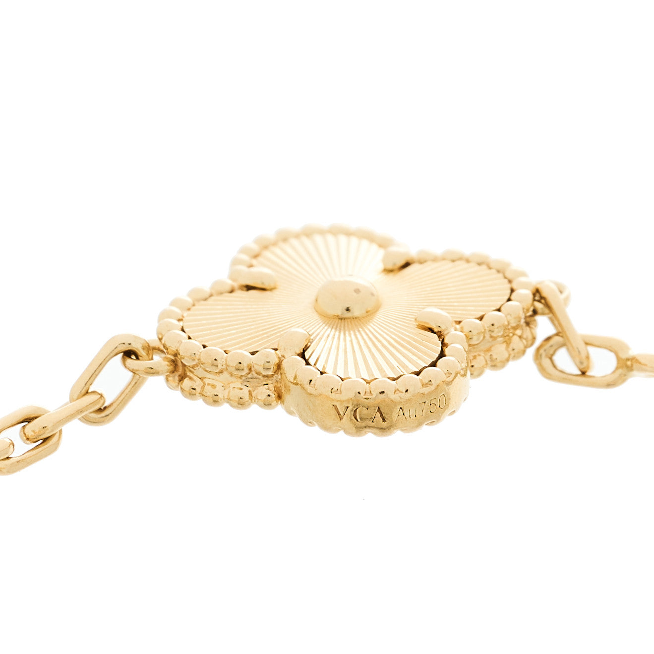 Van Cleef & Arpels 18K Yellow Gold 5 Motifs Guilloche Vintage Alhambra Bracelet 4 of 4