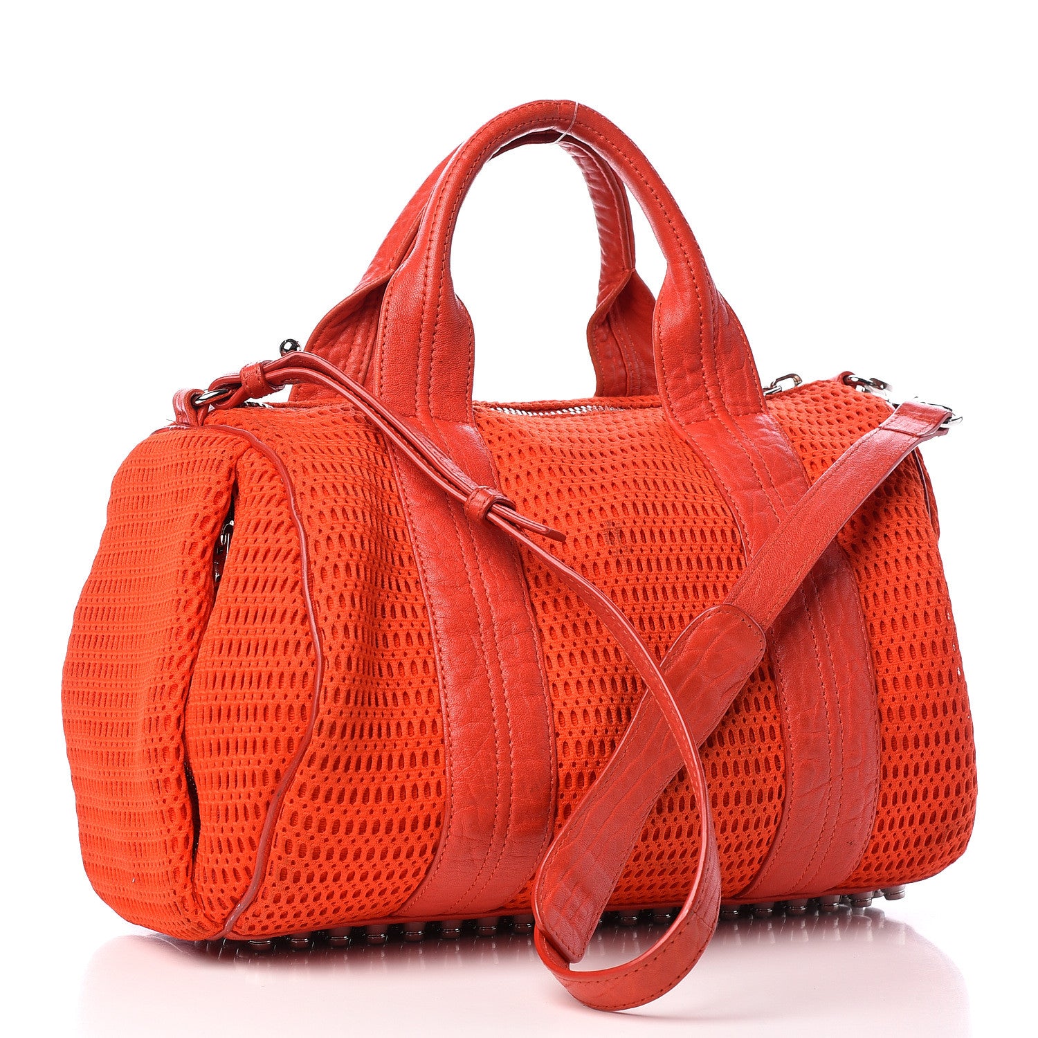 Alexander Wang Pebbled Lambskin Woven Rocco Red Silver Hardware 3 of 11