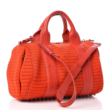 Alexander Wang Pebbled Lambskin Woven Rocco Red Silver Hardware 3 of 11