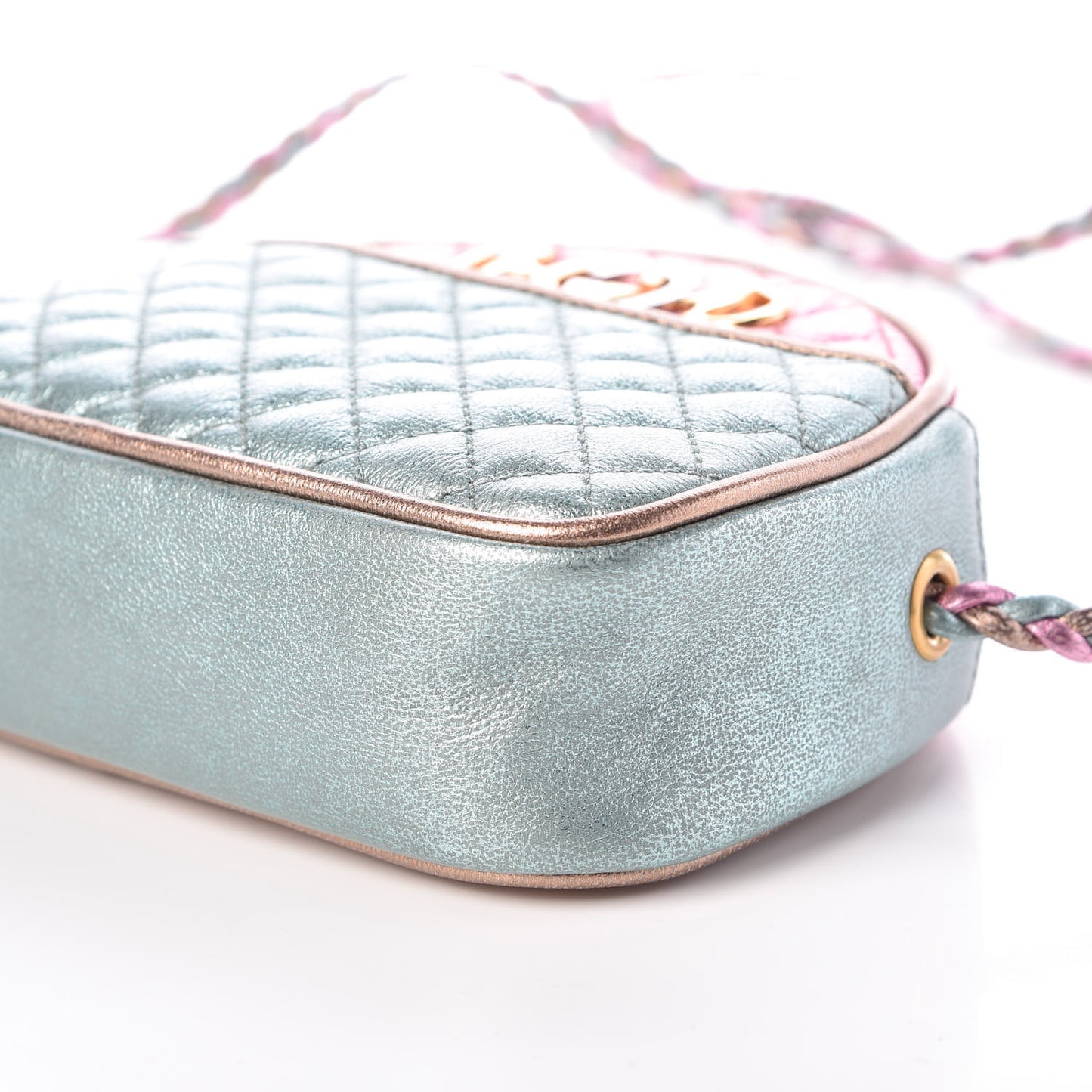 Laminated Nappa Trapuntata Mini Zumi Dome Shoulder Bag Rosa Lago Rame