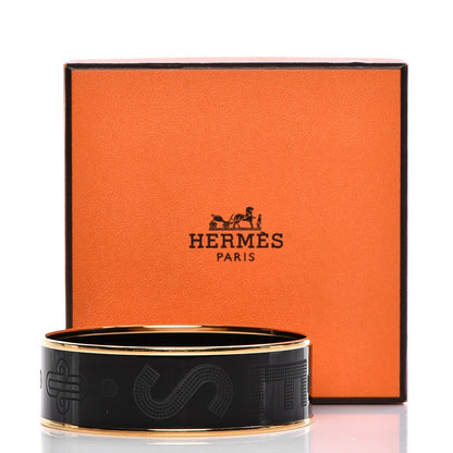Hermes Enamel Wide Printed Sellier Bracelet 70 Black 6 of 6