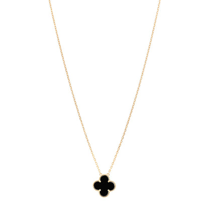 Van Cleef & Arpels 18K Yellow Gold Black Onyx Vintage Alhambra Pendant Necklace 1 of 4