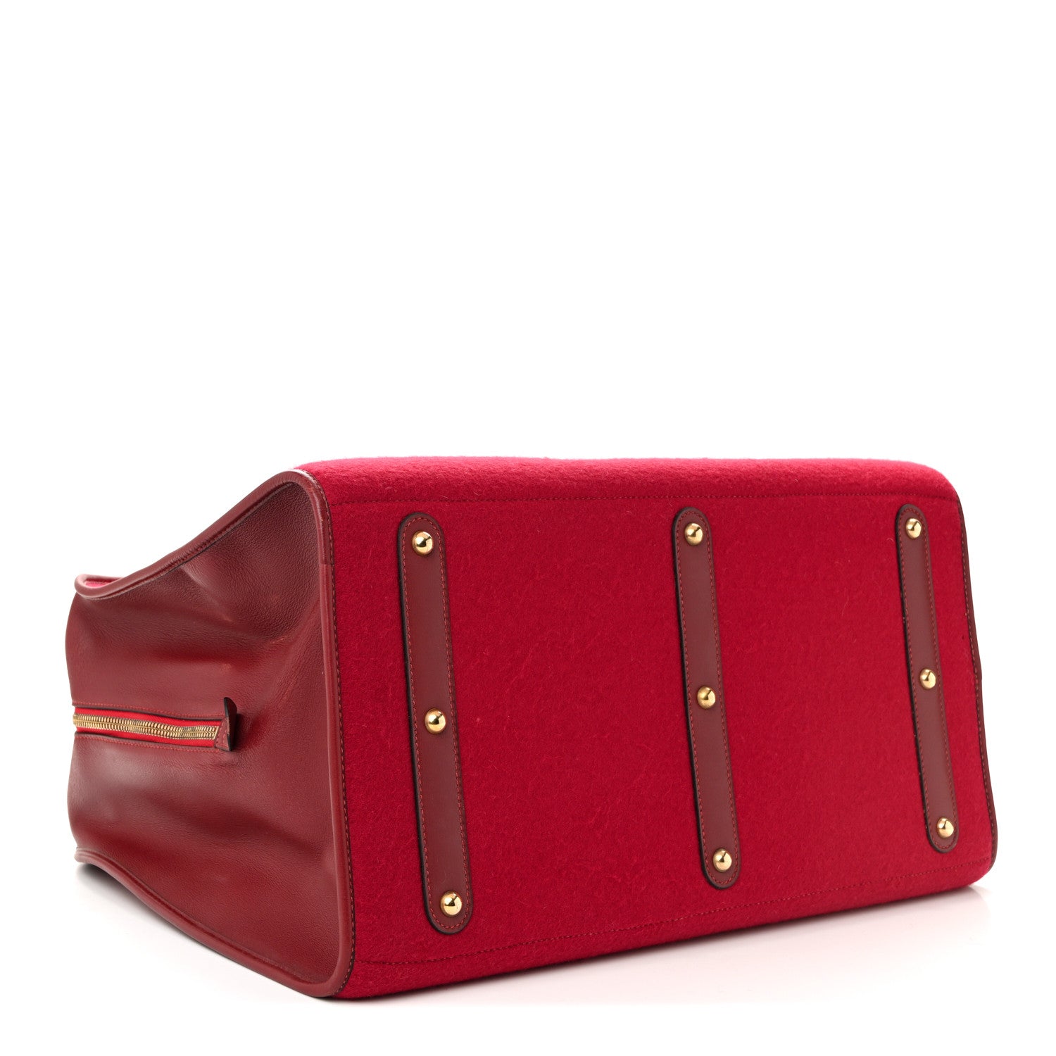 Hermes Felt Barenia Feu2Dou Travel Bag Rouge Vif Rouge H 3 of 10