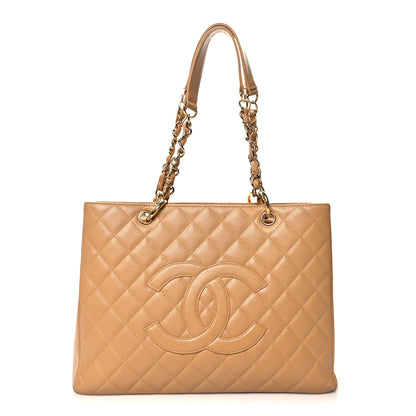 Chanel Caviar Quilted Grand Shopping Tote GST Dark Beige 1 of 18