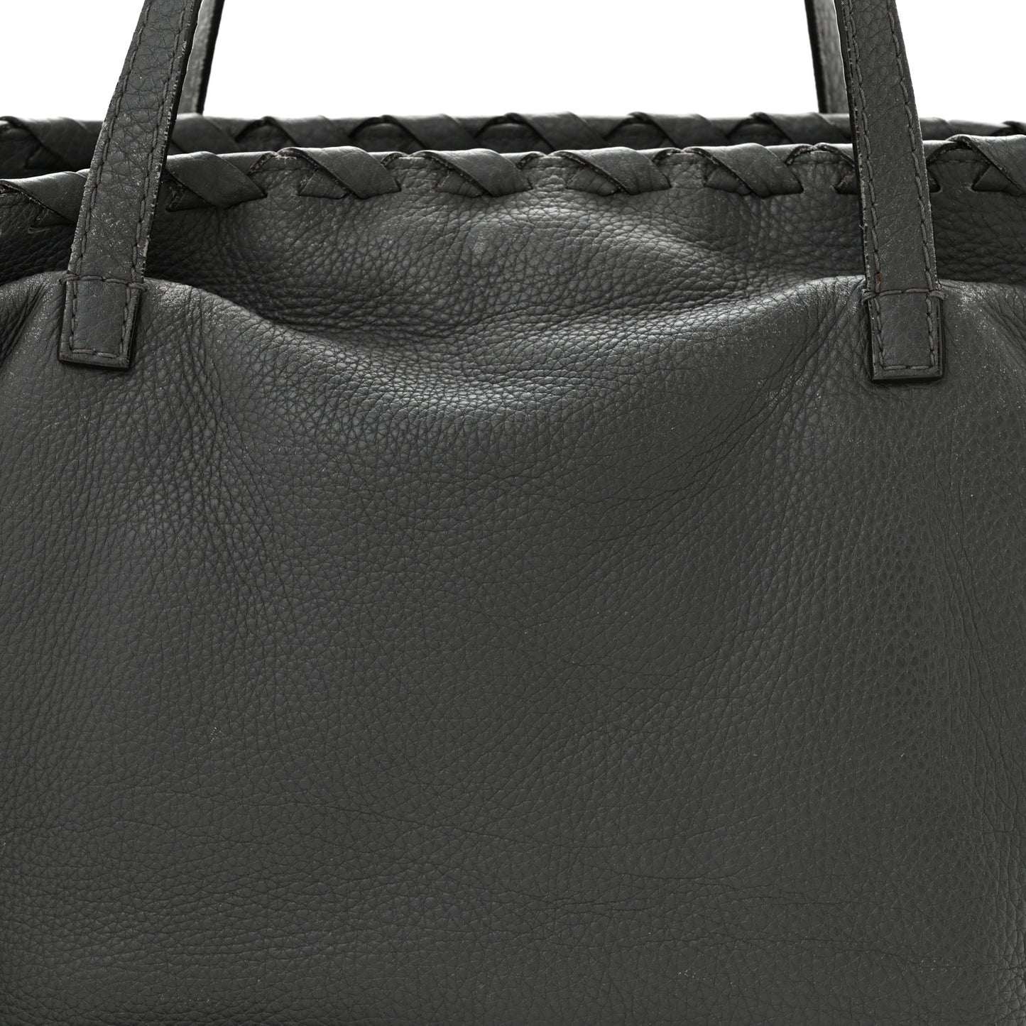 Pebbled Calfskin Medium Bamboo Tassel Tote Grey