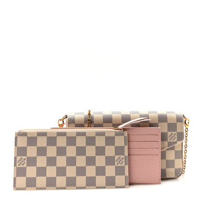 Louis Vuitton Damier Azur Pochette Felicie Chain Wallet Rose Ballerine 3 of 10